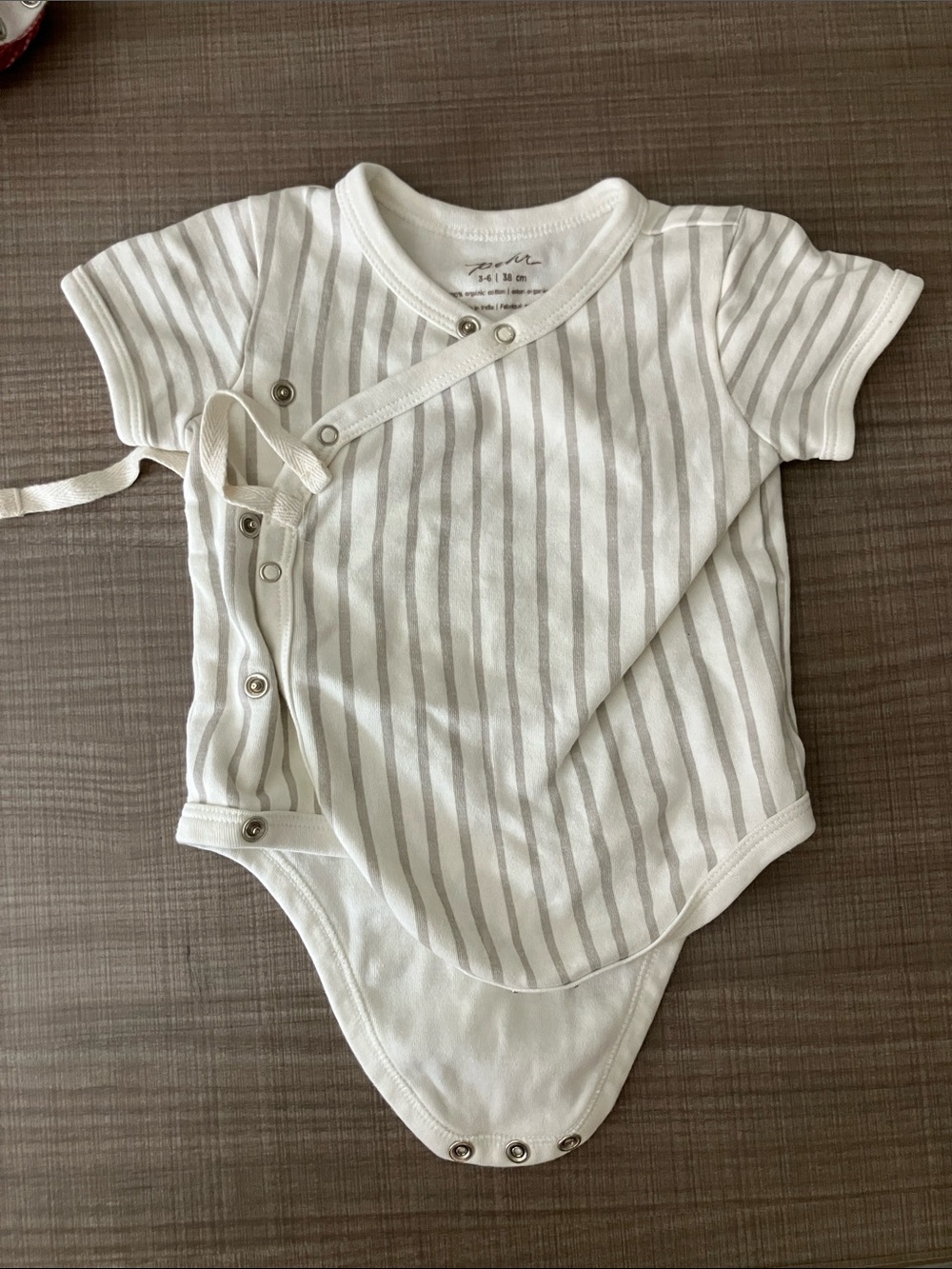 Striped White & Light Gray Baby One-Piece Bodysuit